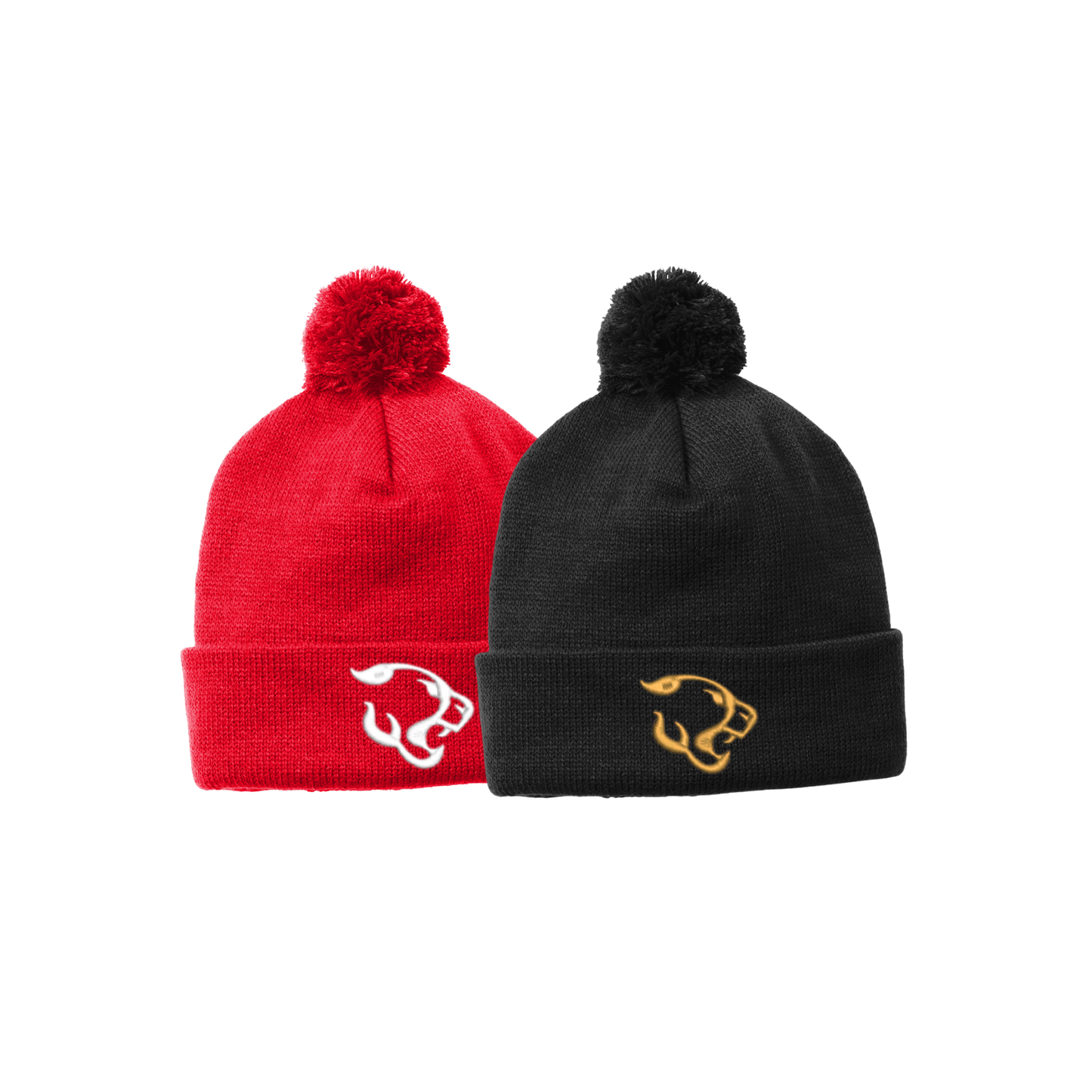 Embroidered Cougar Logo Pom Beanie | CCSED20
