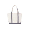 Natural tote bag with gray trim on a white background