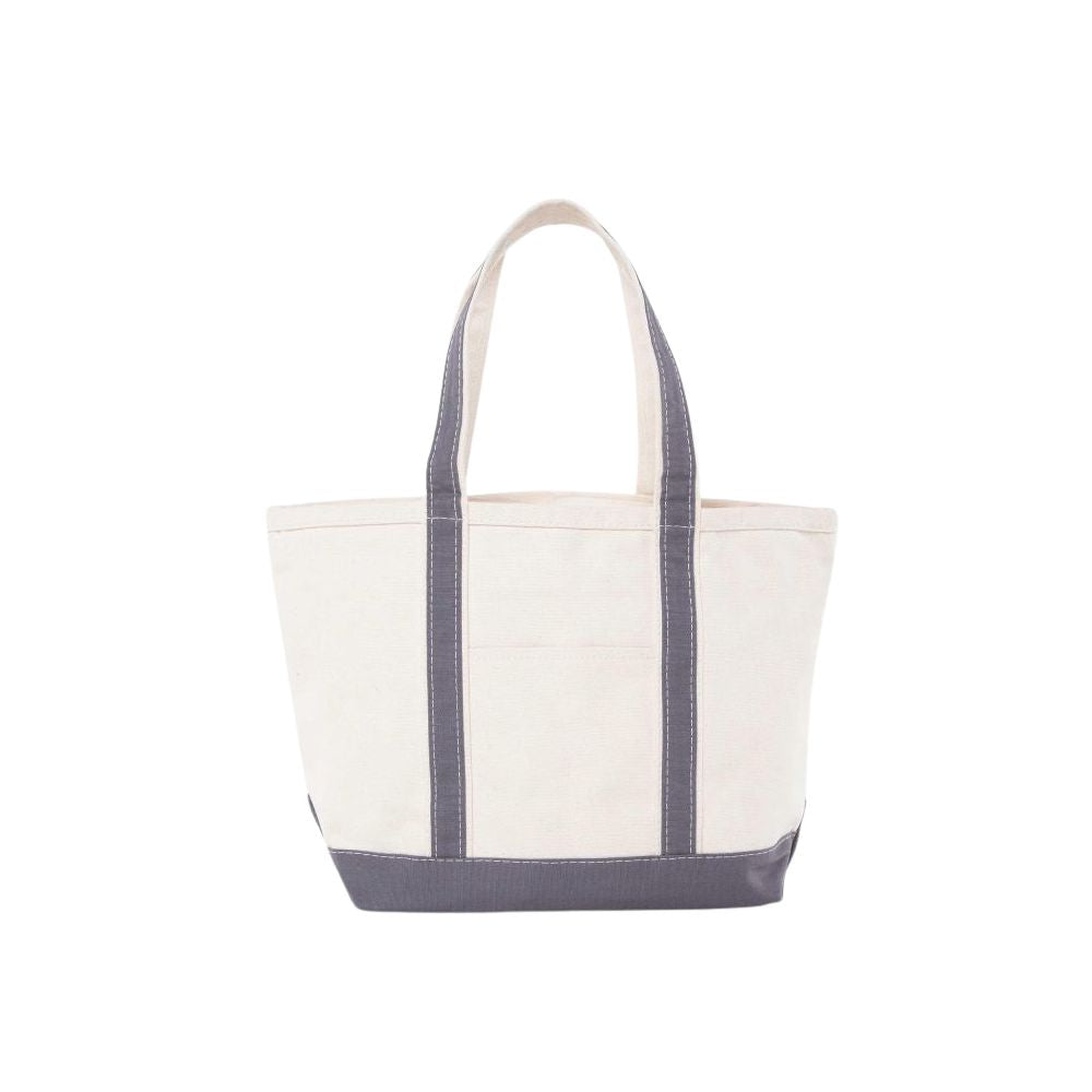 Natural tote bag with gray trim on a white background