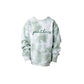 greenstone tie dye sweatshirt with 'panthers' embroidered in hunter green thread on the center chest