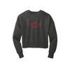 heathered charcoal women's cropped crewneck sweatshirt with custom sacred heart schools print on the front chest