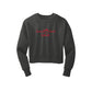 heathered charcoal women's cropped crewneck sweatshirt with custom sacred heart schools print on the front chest
