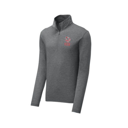 Printed CCS Cougar Icon Tri-Blend Moisture Wicking Adult Quarter Zip Pullover | CCSDTF32