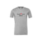 athletic heather bella and canvas tee with a custom sacred heart schools print in black and red