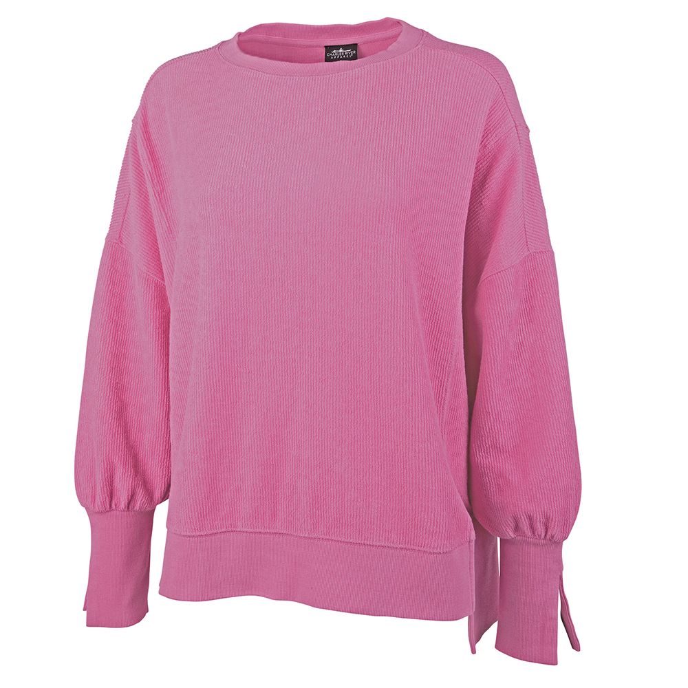 Monogrammed Ribbed Split Hem and Cuff Cropped Crewneck