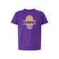 Purple t-shirt with basketball graphic and 'Saint Timothy Basketball' text on a white background