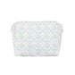 Cosmetic bag with a geometric pattern on a white background