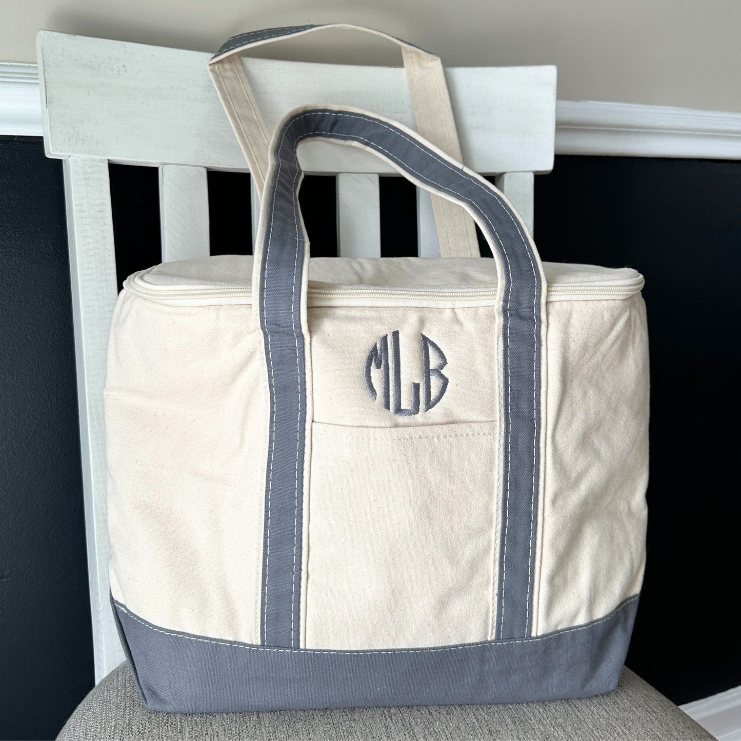 Personalized Large Canvas Lunch Cooler Tote