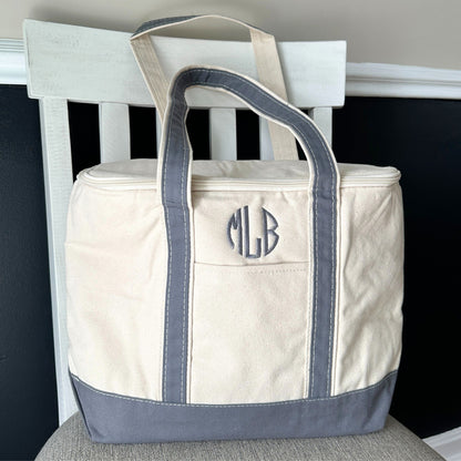 Personalized Large Canvas Lunch Cooler Tote