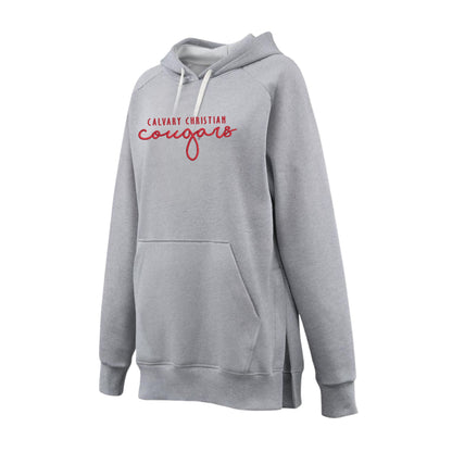 Embroidered Calvary Christian Cougars Script Ladies Tunic Hoodie | CCSED24