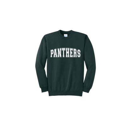 Dark green sweatshirt with 'PANTHERS' text on a white background