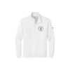White Nike Club Fleece Sleeve Swoosh 1/2-Zip with custom Sacred Heart Schools 1876 rounded embroidered logo on the left chest in black thread