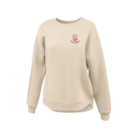 Embroidered CCS Cougars Logo Ladies Curve Bottom Crew | CCSED3