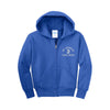 royal blue full zip jacket with custom st. joseph cavaliers embroidered design in white on the left chest