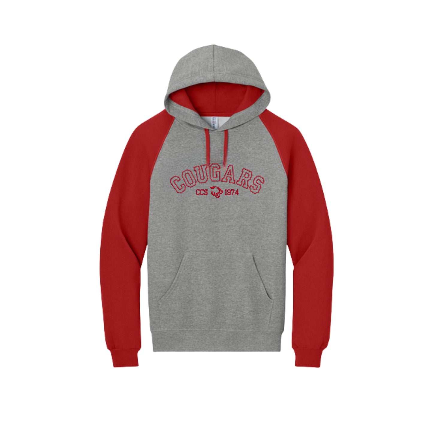 Embroidered Varsity Cougars Crewneck Colorblock Adult Raglan Hoodie | CCSED28