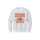 Gray sweatshirt with 'Calvary Christian School Cougars 1974 Soccer' text and a soccer ball graphic on a white background.