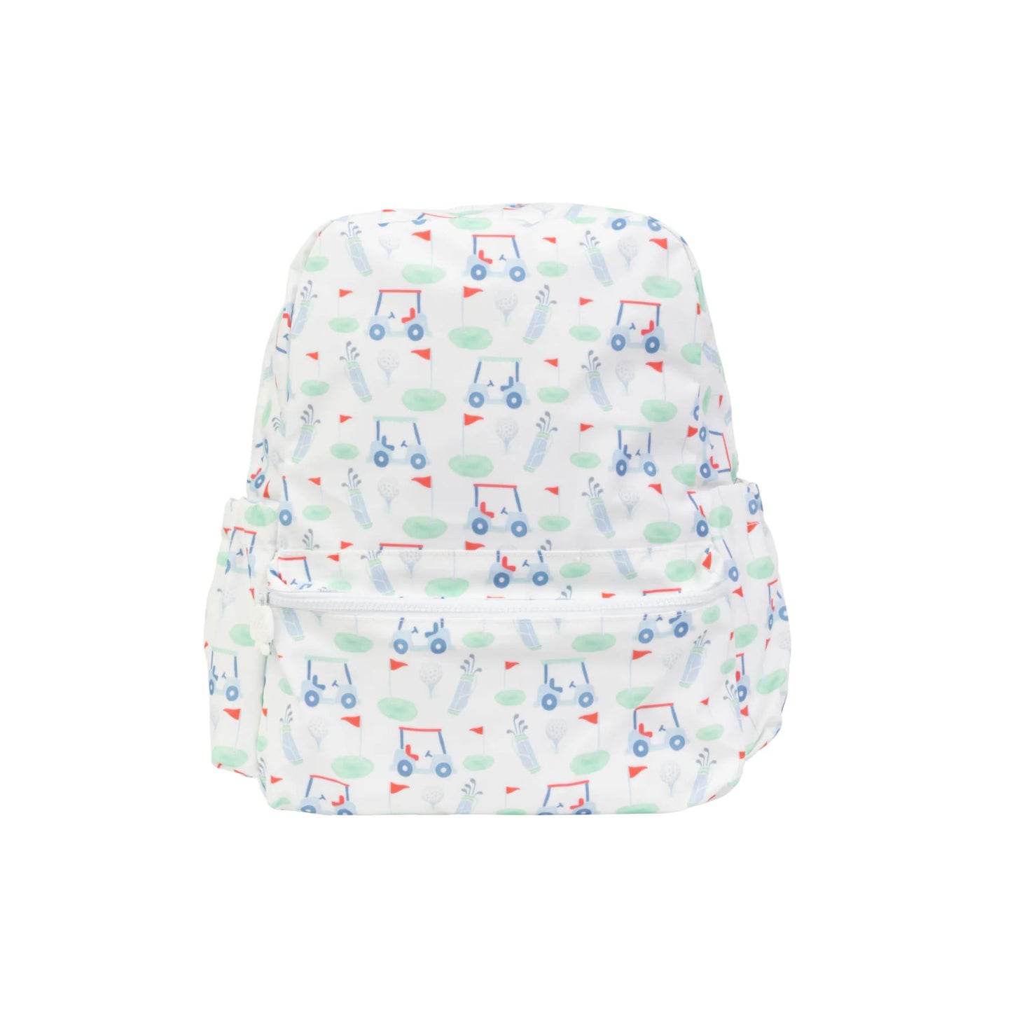 Patterned backpack with golf pattern on a white background