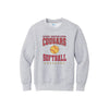 Gray sweatshirt with 'Calvary Christian School Cougars Softball' text and softball graphic on a white background