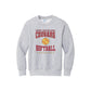 Gray sweatshirt with 'Calvary Christian School Cougars Softball' text and softball graphic on a white background