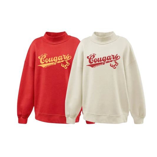 Vintage Cougars Oversized Ladies Mockneck Sweatshirt |  Ladies Fit | CCS_BS26_DTF2