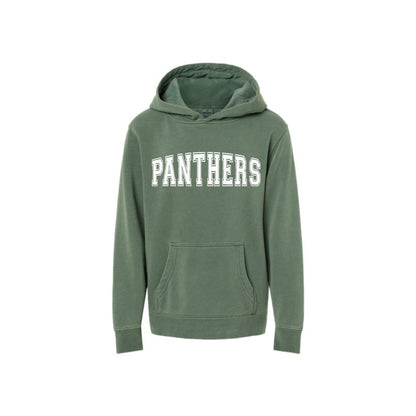 Green hoodie with 'PANTHERS' text on a white background