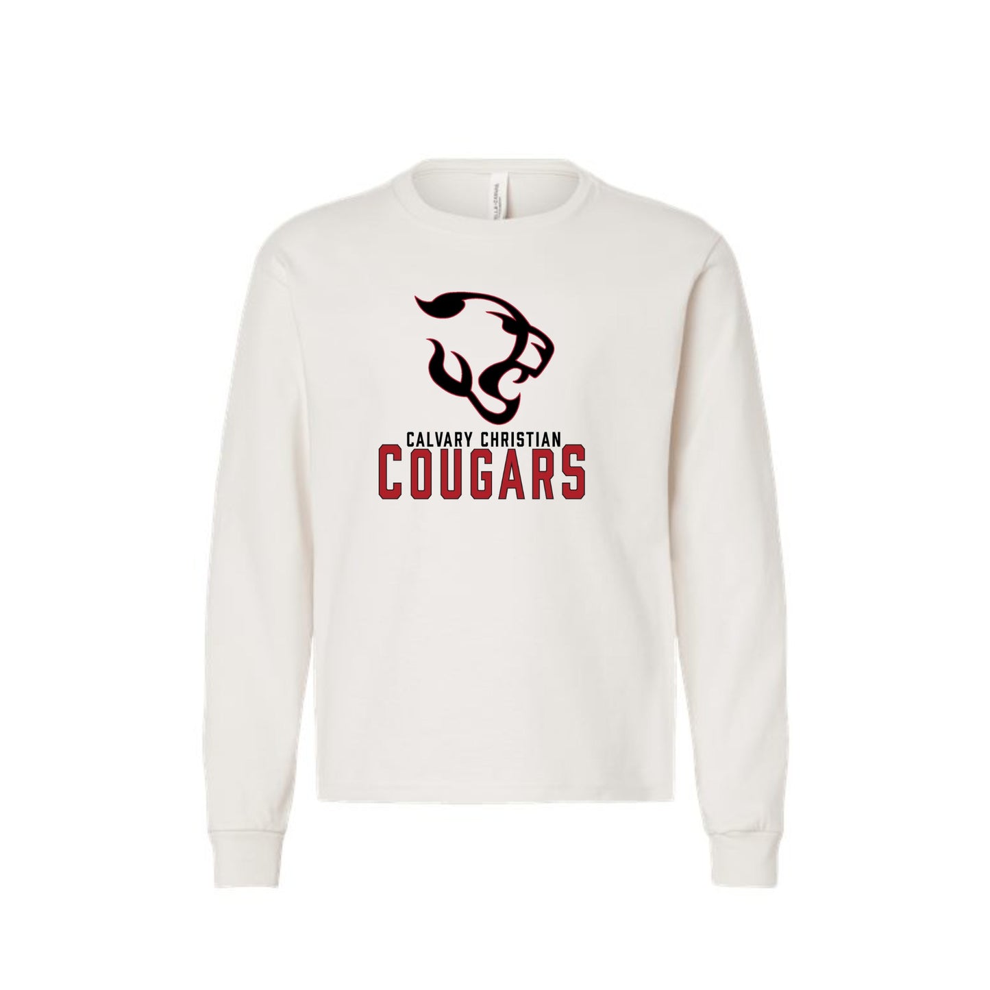 Printed Calvary Christian Cougars Long Sleeve Bella and Canvas Heavyweight Tee | CCSDTF28