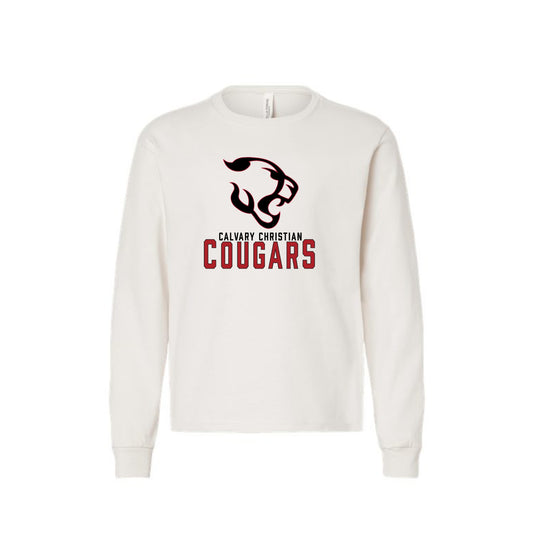 Printed Calvary Christian Cougars Long Sleeve Bella and Canvas Heavyweight Tee | CCSDTF28
