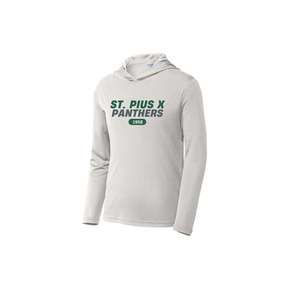 Printed St. Pius X Panthers 1958 Dri-Fit Long Sleeve Hooded Adult and Youth Tee | SPX DTF E