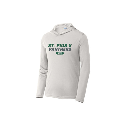 Printed St. Pius X Panthers 1958 Dri-Fit Long Sleeve Hooded Adult and Youth Tee | SPX DTF E