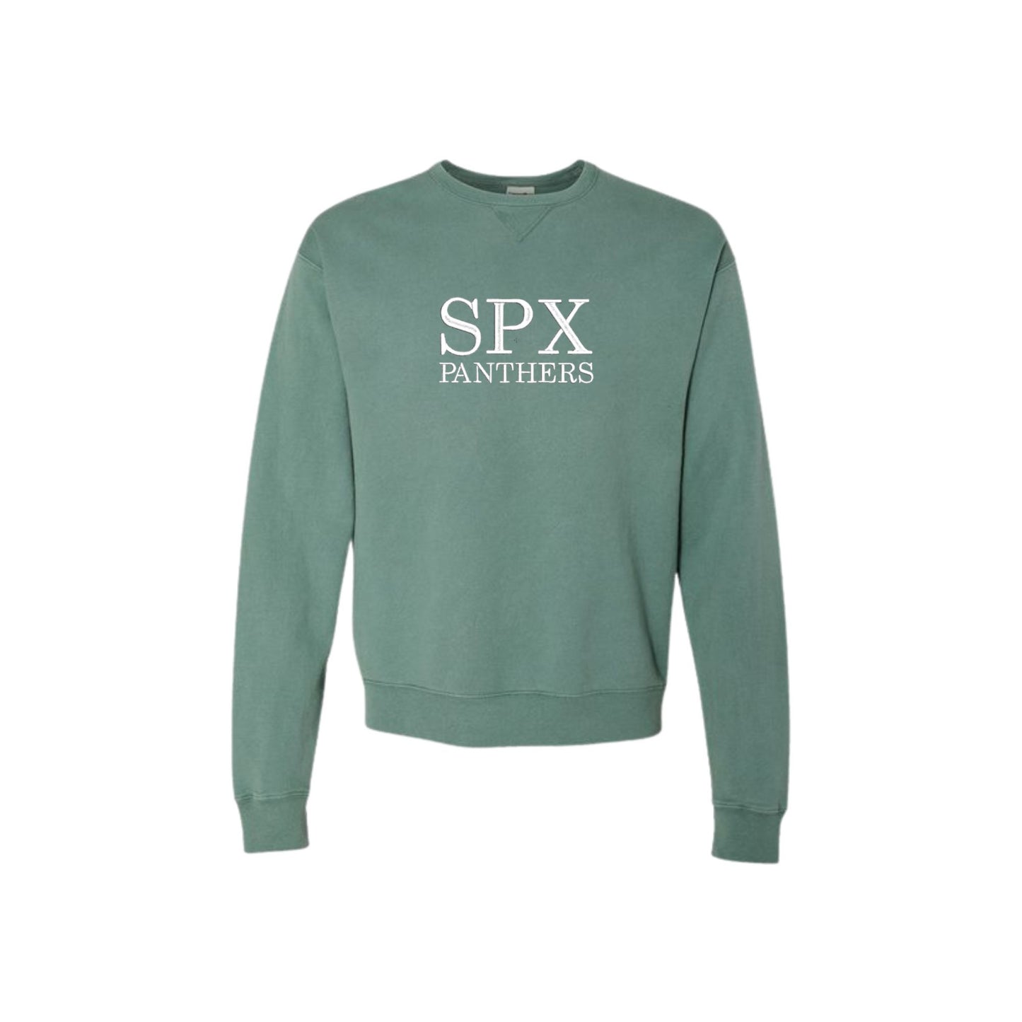 Green sweatshirt with 'SPX Panthers' text on a white background