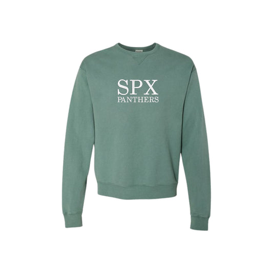 Green sweatshirt with 'SPX Panthers' text on a white background