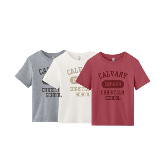 Printed Calvary Christian Cougars  Women's Boxy T-Shirt | CCS_S_DTG4