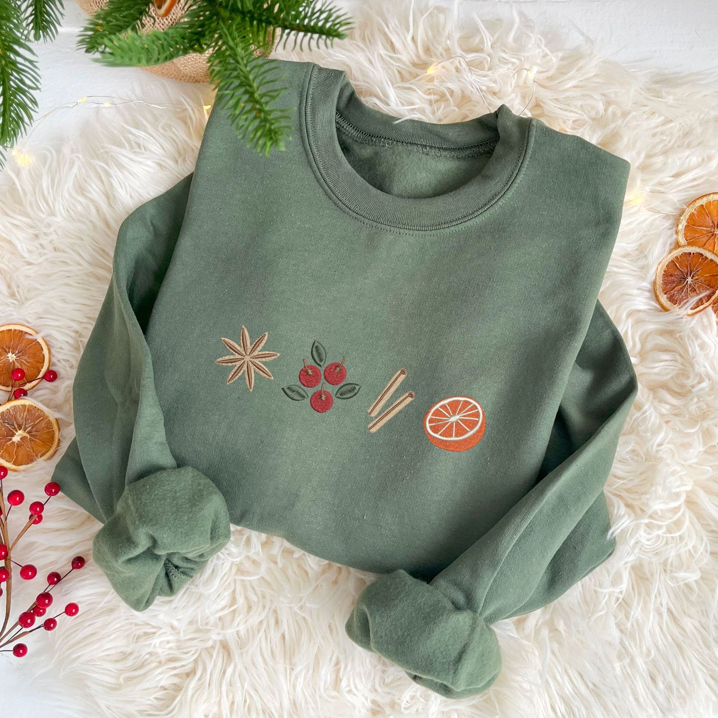 Embroidered Mulled Wine Crewneck Sweatshirt | Holiday Cocktail Sweatshirt