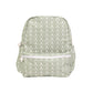 Sage floral backpack with a white zipper on a white background