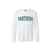 White long-sleeve shirt with 'PANTHERS' text on a white background