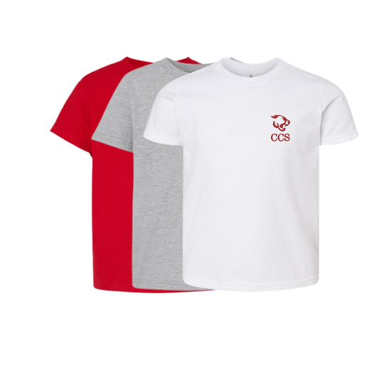Embroidered CCS Cougars Logo T-Shirt | Adult Fit and Youth Fit  | CCSED18