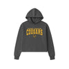 A dark gray cropped hoodie with 'CALVARY CHRISTIAN COUGARS' printed in yellow on the chest, shown against a plain white background.