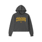 A dark gray cropped hoodie with 'CALVARY CHRISTIAN COUGARS' printed in yellow on the chest, shown against a plain white background.