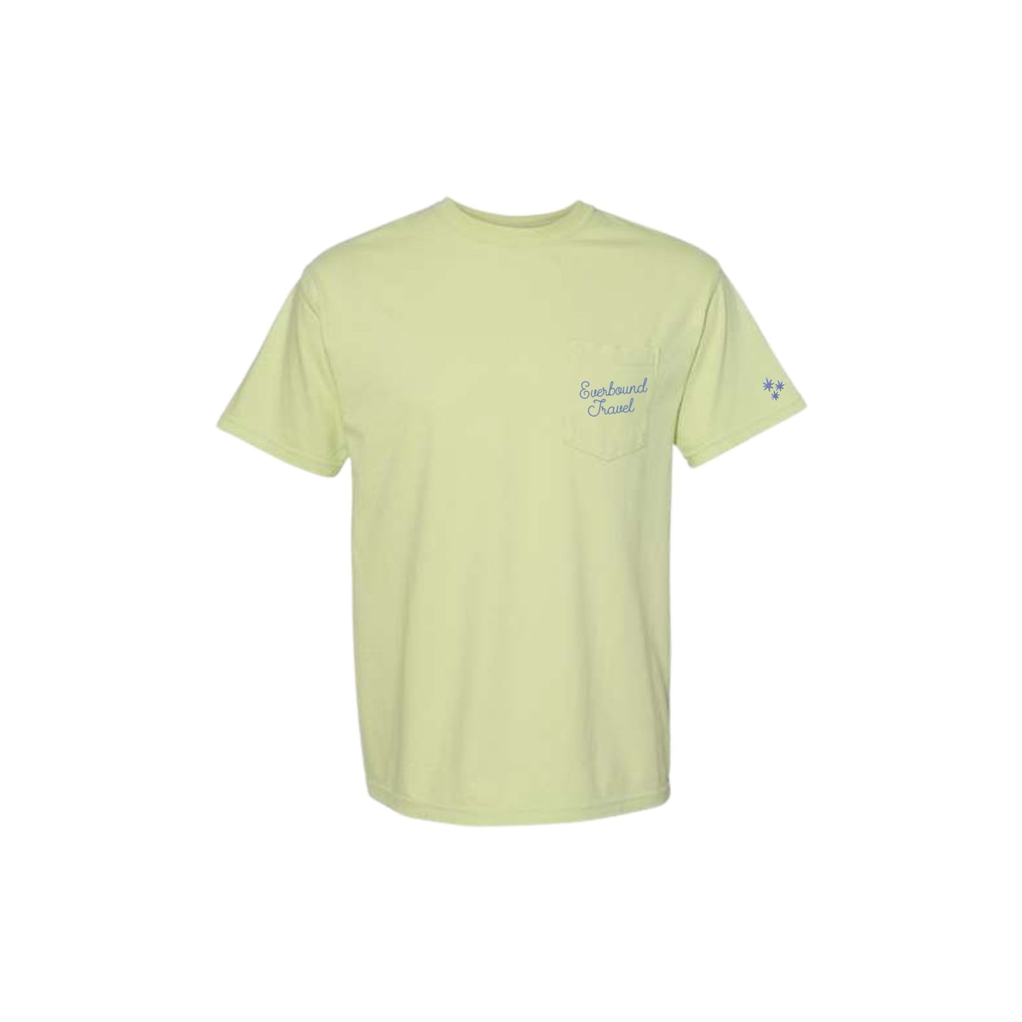 Light green t-shirt with a small logo on the chest against a white background