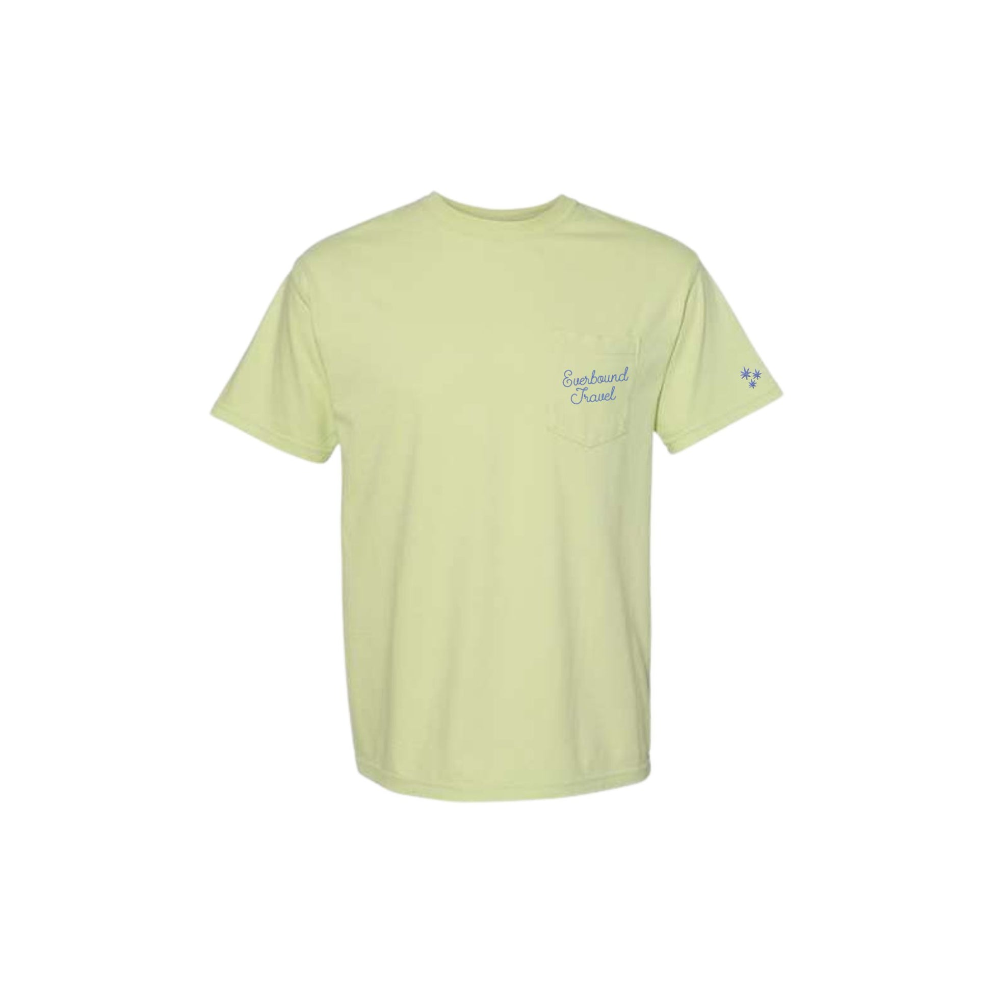 Light green t-shirt with a small logo on the chest against a white background
