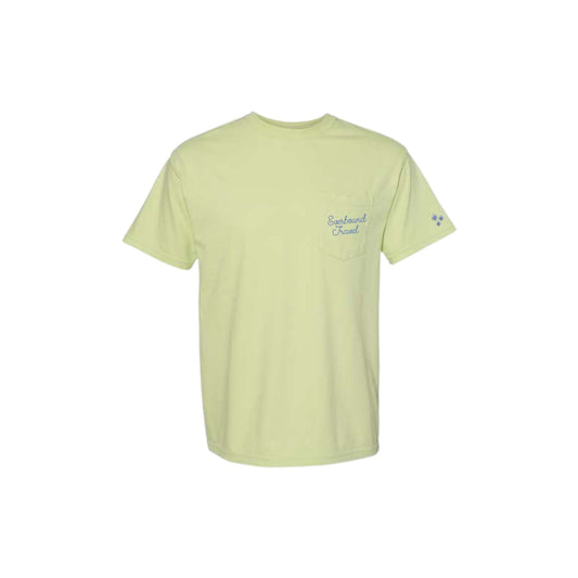 Light green t-shirt with a small logo on the chest against a white background
