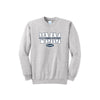 A heather gray crewneck sweatshirt featuring a collegiate-style graphic on the chest that reads 'VVM VILLA MADONNAMontessori' and 'GRANDMA' inside a small navy oval, shown on a plain white background.