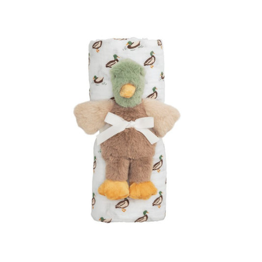 Mallard Swaddle & Rattle Set