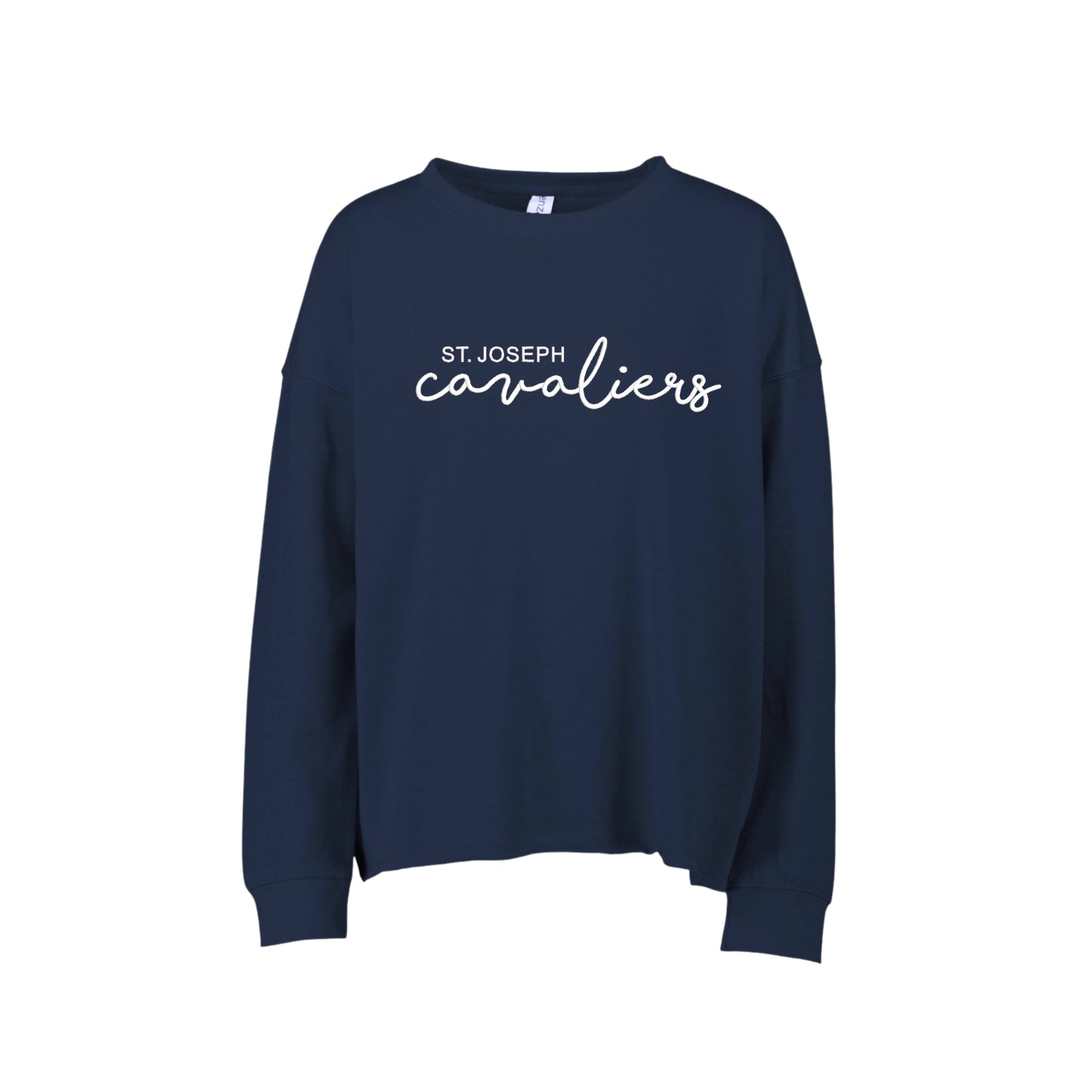 St. Joseph Cavaliers Script Embroidered Ladies Drop Shoulder Beach Fleece Crew | SJSE6