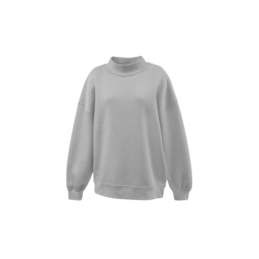 gray mockneck sweatshirt