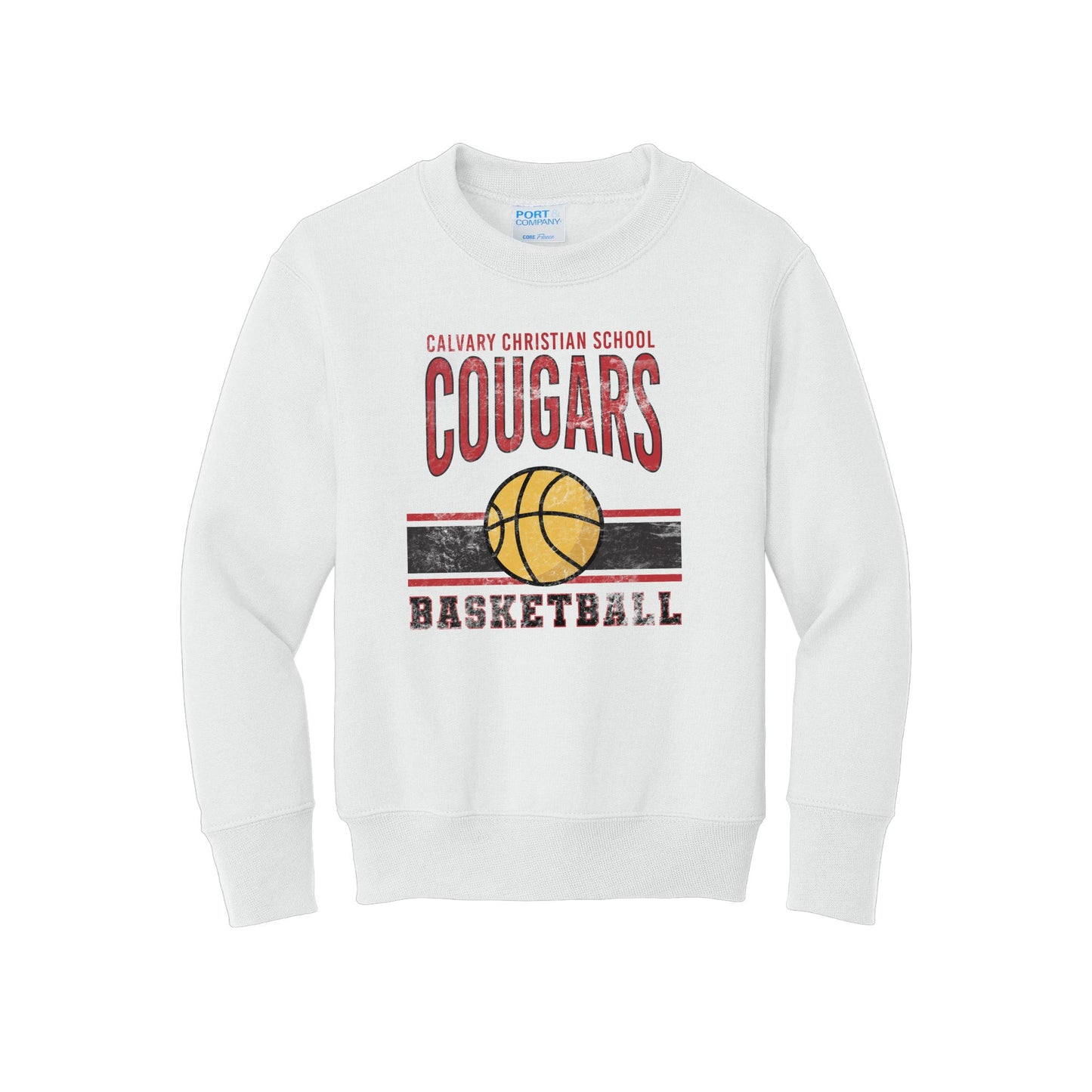 Printed Distressed Calvary Cougars Basketball Sweatshirt | CCSDTG14