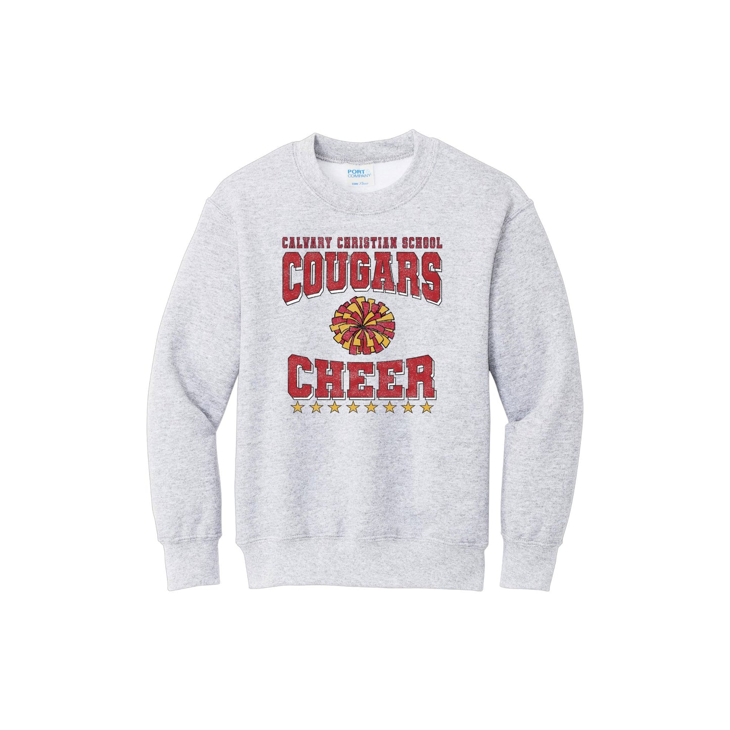 Printed Distressed  Cougars Cheer Crewneck Sweatshirt | CCSDTG15