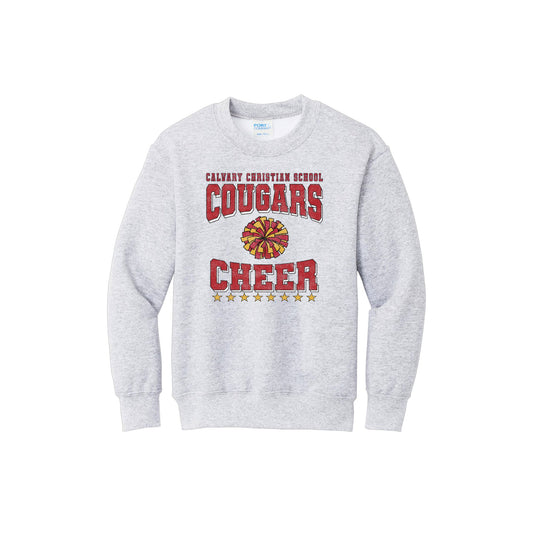 Printed Distressed  Cougars Cheer Crewneck Sweatshirt | CCSDTG15
