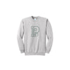 Gray sweatshirt with a logo on a white background