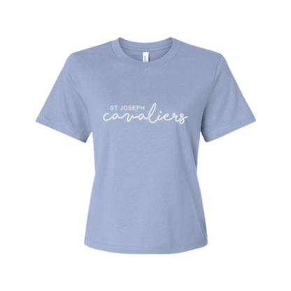 Ladies' Embroidered Cavaliers Script Heavyweight Boxy Fit Tee | SJSE6